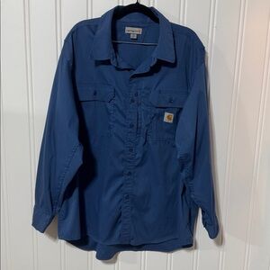 Carhartt Men's Long Sleeve Blue Button Down Shirt size 2xl